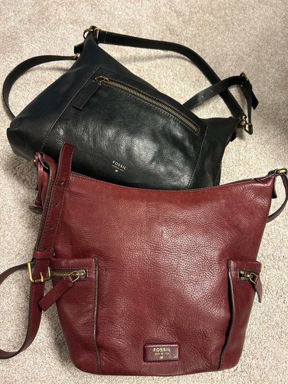*TWO* FOSSIL Leather Shoulder/Crossbody Bags, Black (ZB6457) & Burgundy (ZB6642) - Picture 12 of 16